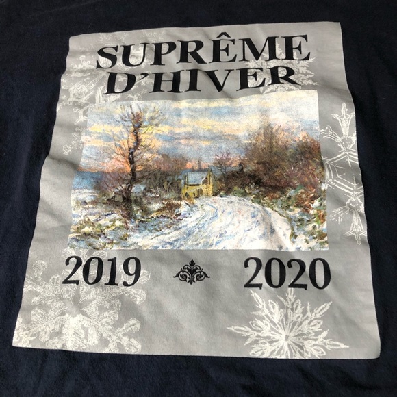 Men Supreme Navy Medium Size DHiver T-Shirt Top - Picture 2 of 5